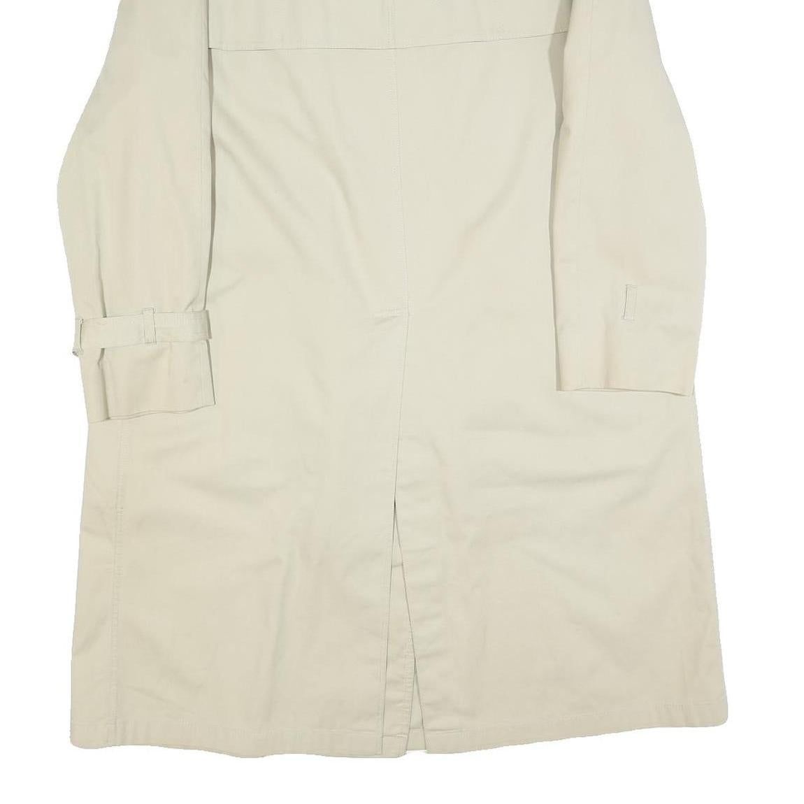 AQUASCUTUM Womens Cream Cotton Blend Trench Jacket L Classic Button Closure