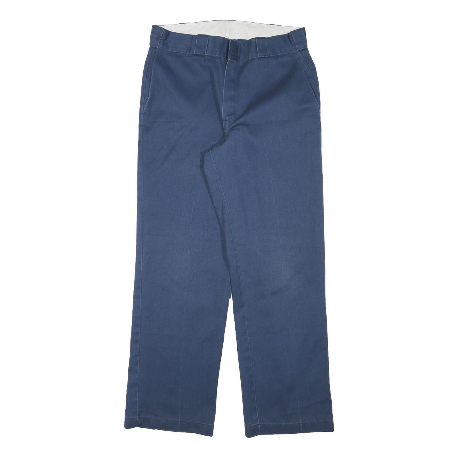 DICKIES Mens Cotton Blend Navy Regular Straight Trousers W30 L28 Workwear