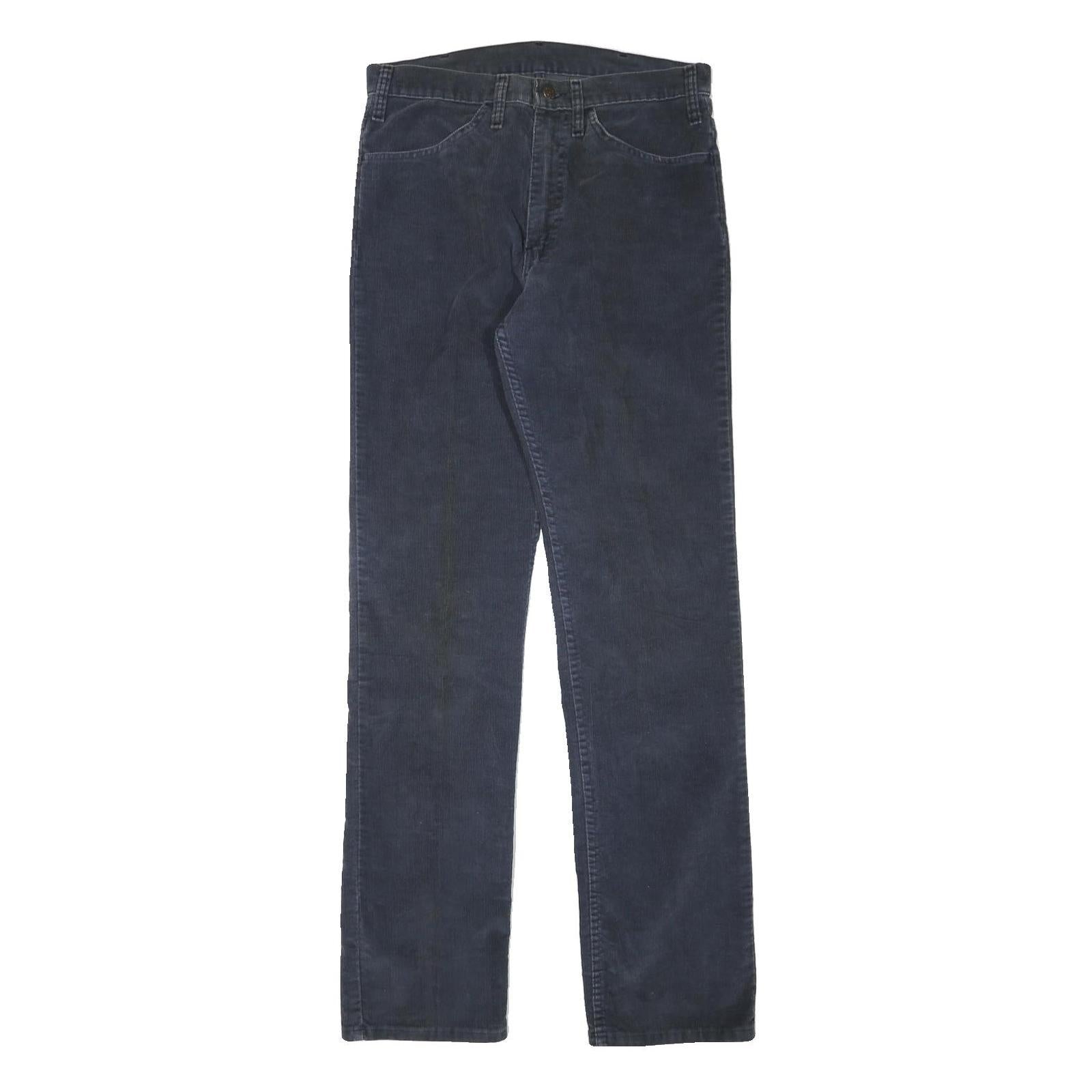 LEVI'S Mens Cotton Blend Navy Regular Straight Trousers W30 L33 Classic Zip