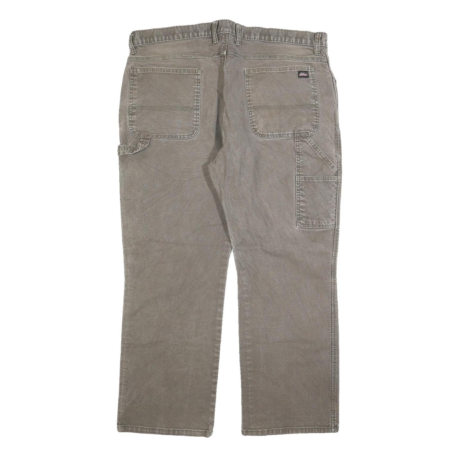 DICKIES Mens Regular Fit Straight Leg Denim Brown W40 L30 Workwear Zip Pocket