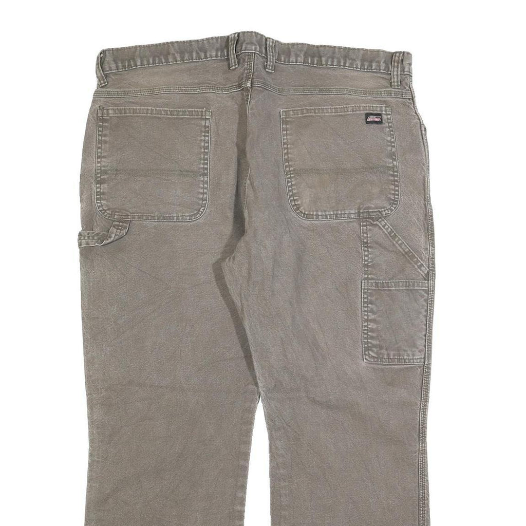 DICKIES Mens Regular Fit Straight Leg Denim Brown W40 L30 Workwear Zip Pocket