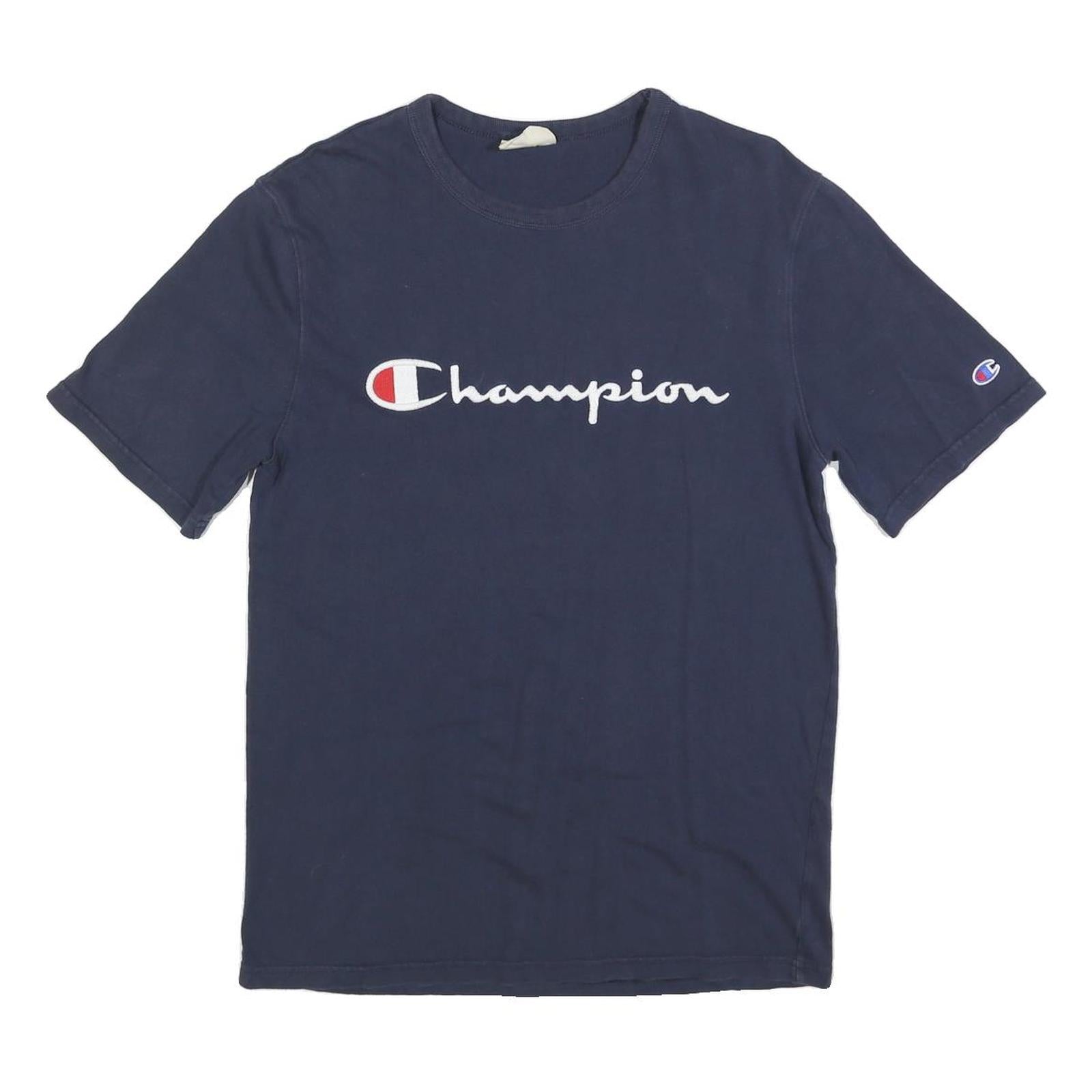 CHAMPION Mens Navy Blue Graphic T-Shirt M Short Sleeve Crew Neck Premium Cotton