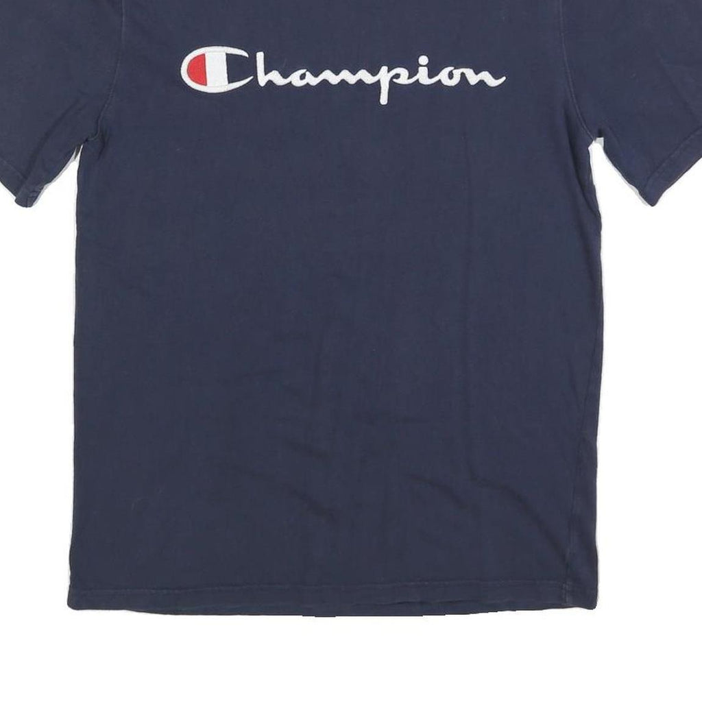 CHAMPION Mens Navy Blue Graphic T-Shirt M Short Sleeve Crew Neck Premium Cotton