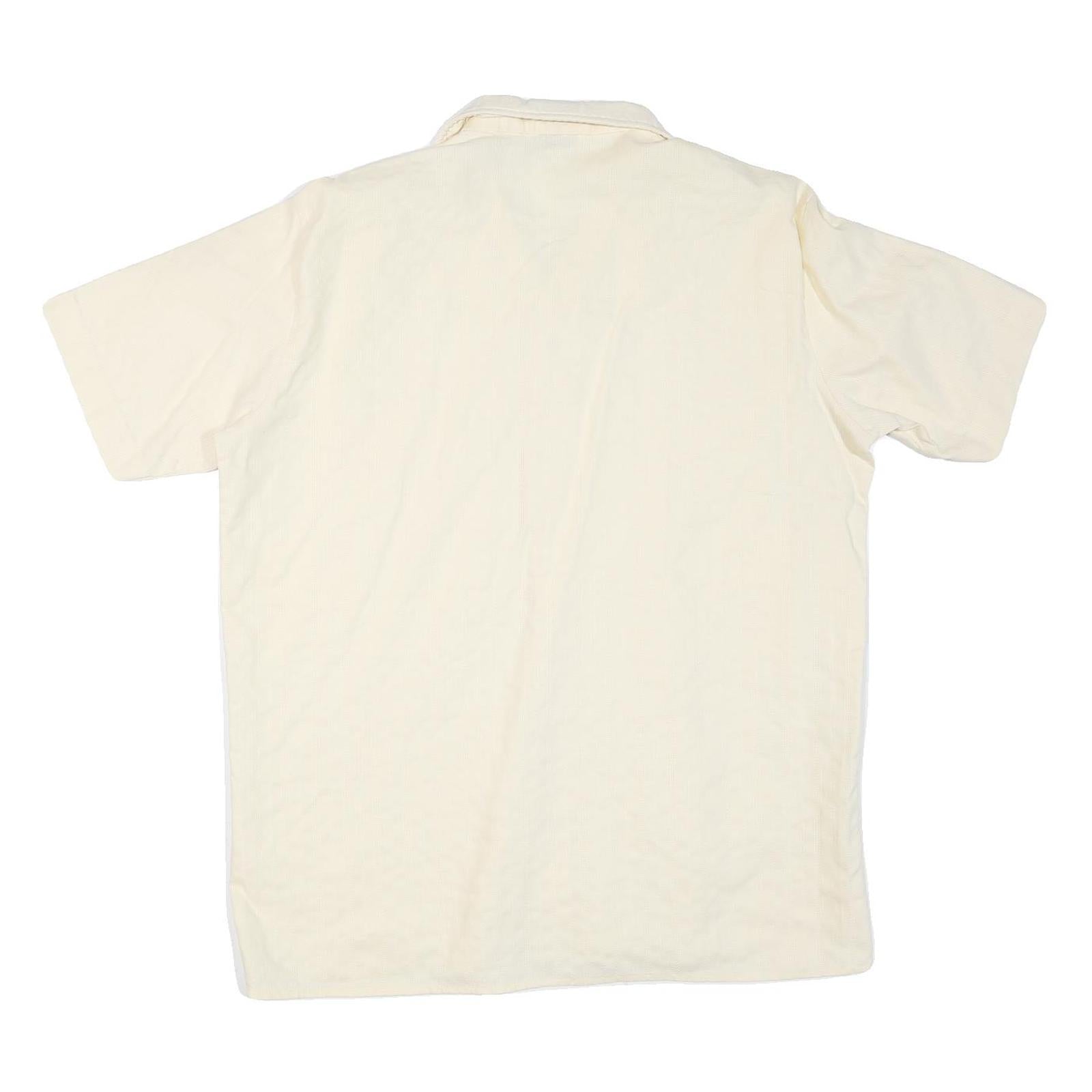WEEKS END Mens Cream Shirt M Cotton Blend Short Sleeve Casual Summer