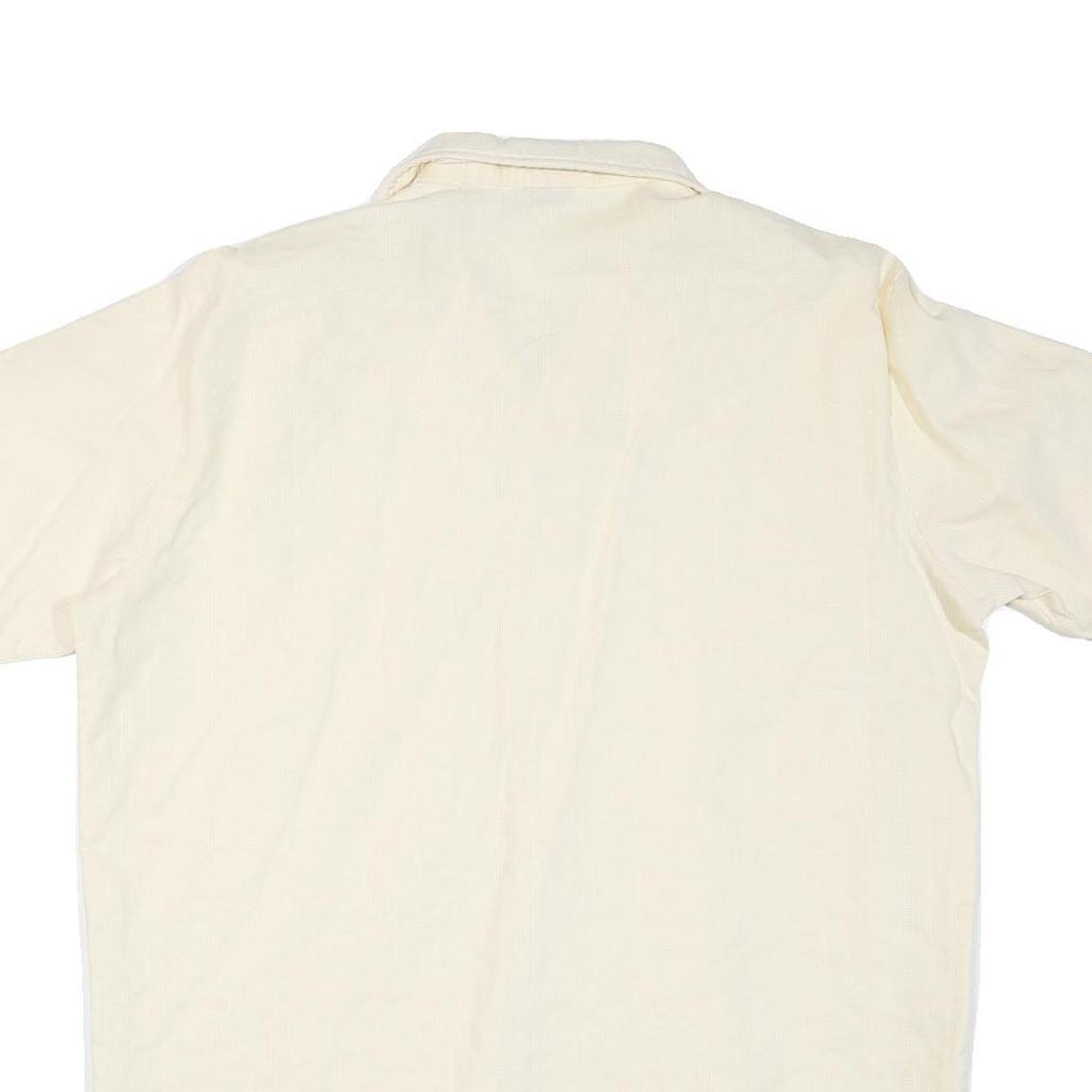 WEEKS END Mens Cream Shirt M Cotton Blend Short Sleeve Casual Summer
