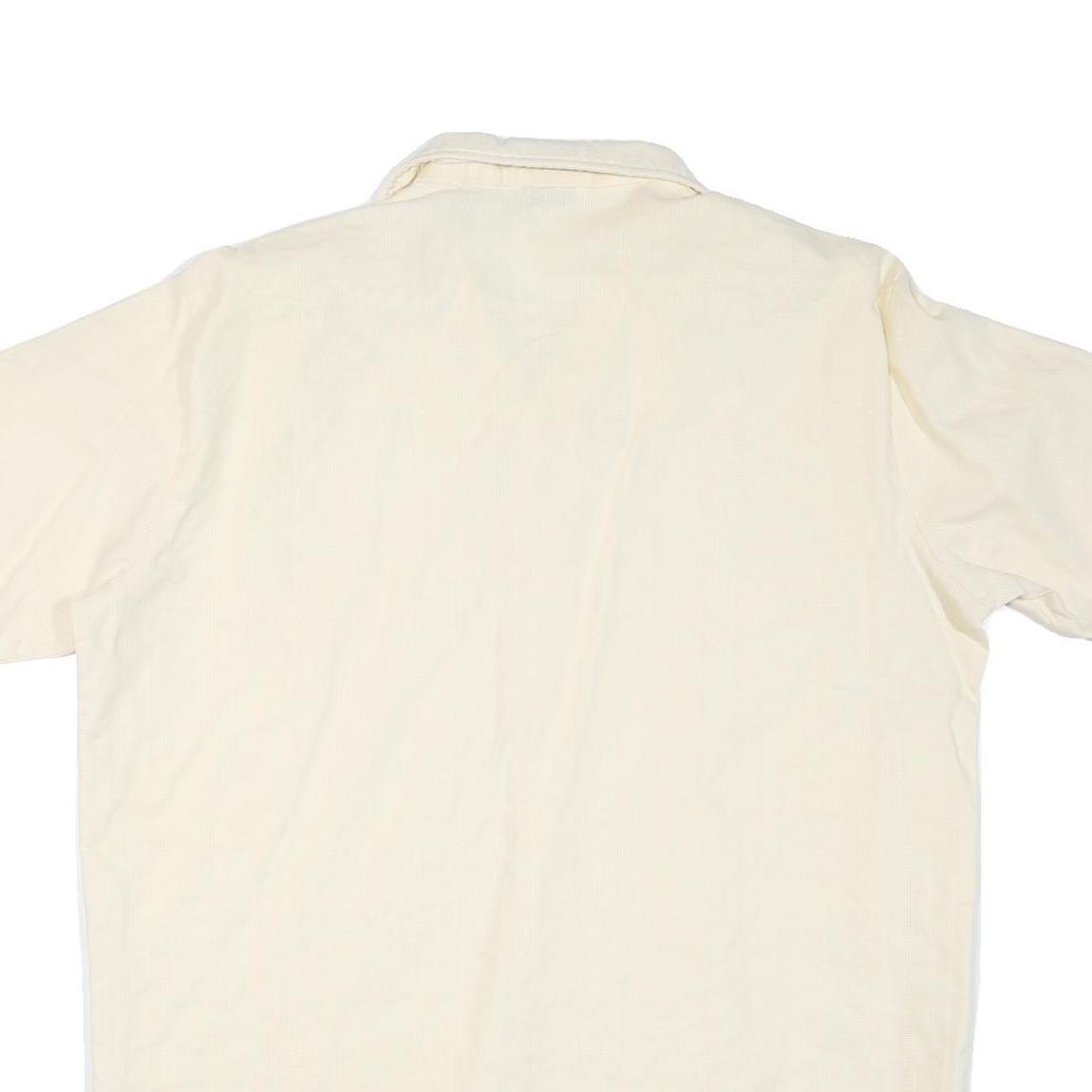 WEEKS END Mens Cream Shirt M Cotton Blend Short Sleeve Casual Summer
