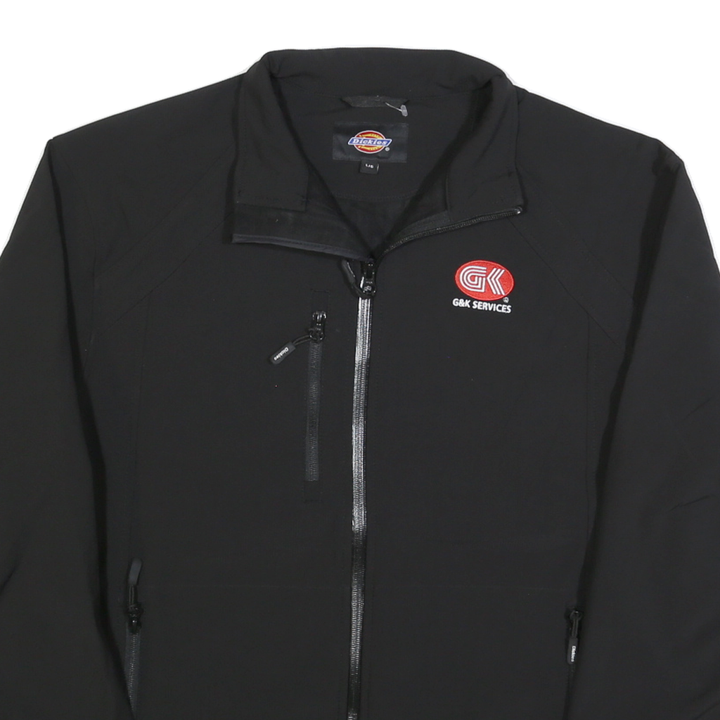 DICKIES Mens Black Softshell Zip Jacket L Polyester Workwear Comfort Durable