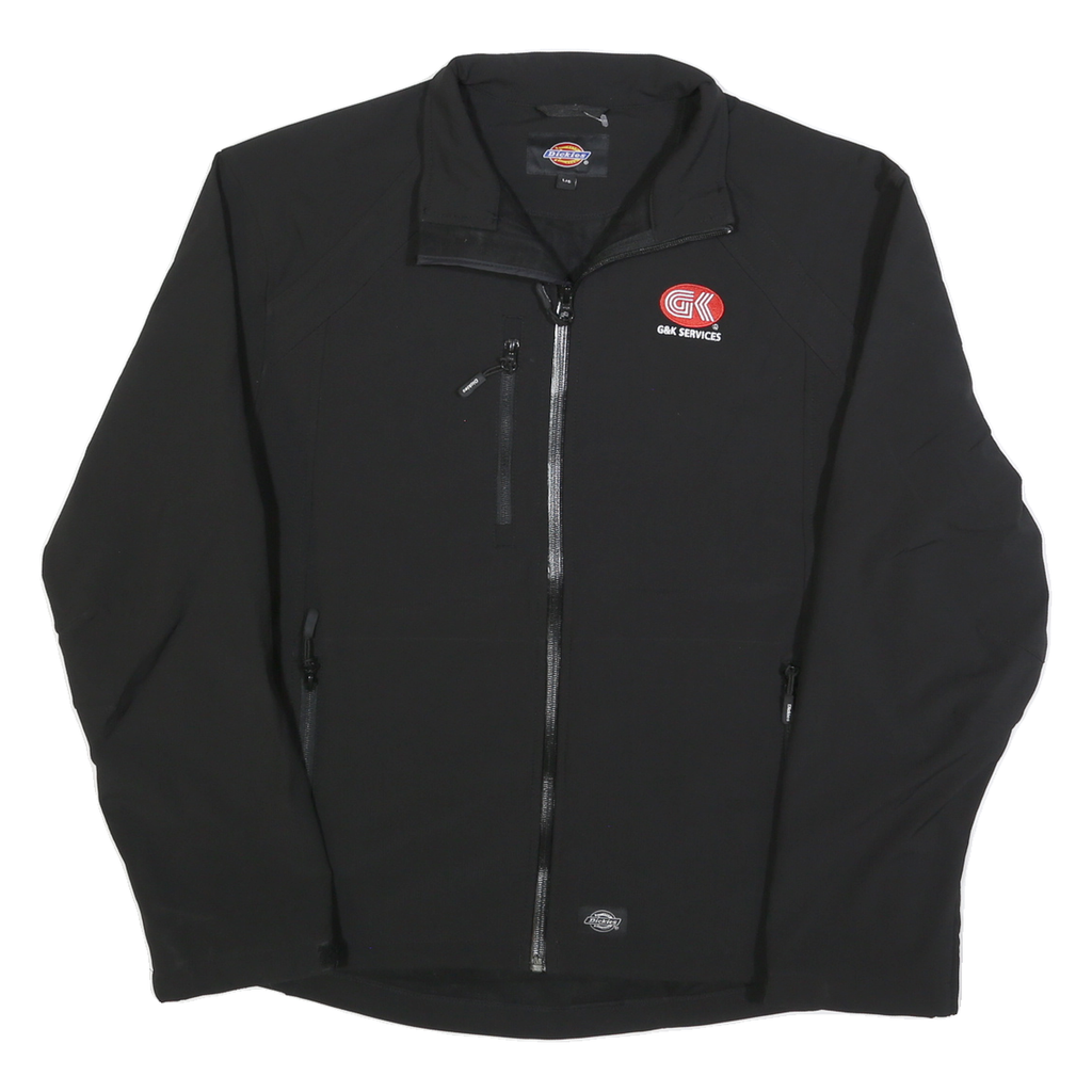 DICKIES Mens Black Softshell Zip Jacket L Polyester Workwear Comfort Durable