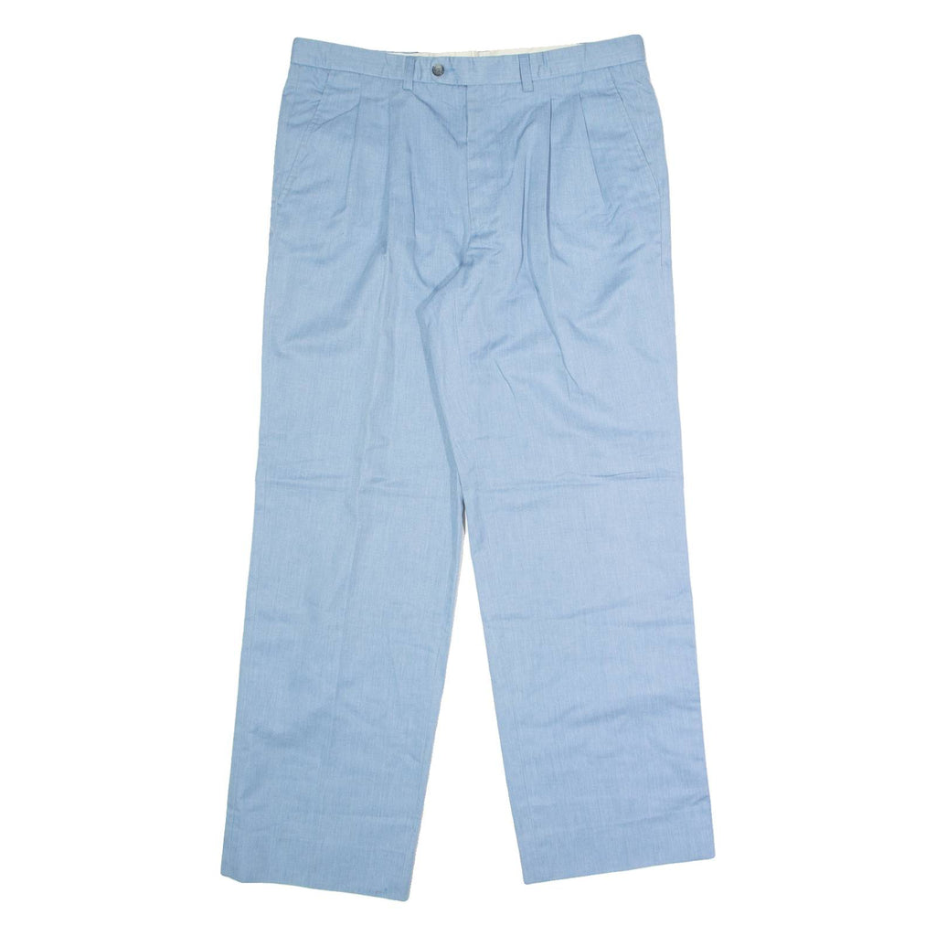 MCGREGOR Pleated Mens Trousers Blue Regular Straight W36 L30