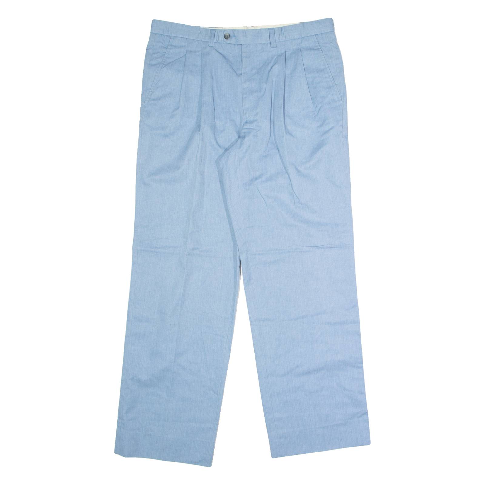 MCGREGOR Pleated Mens Trousers Blue Regular Straight W36 L30