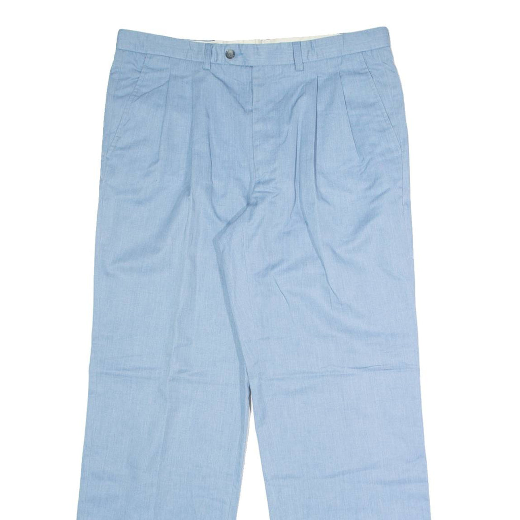 MCGREGOR Pleated Mens Trousers Blue Regular Straight W36 L30