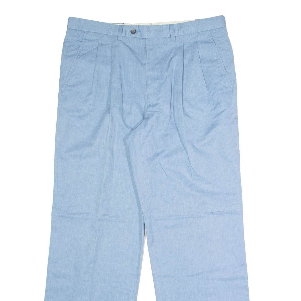 MCGREGOR Pleated Mens Trousers Blue Regular Straight W36 L30