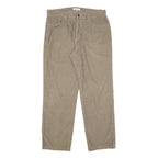 CALVIN KLEIN Mens Relaxed Beige Cotton Blend Trousers W36 L32 Casual Zip Closure