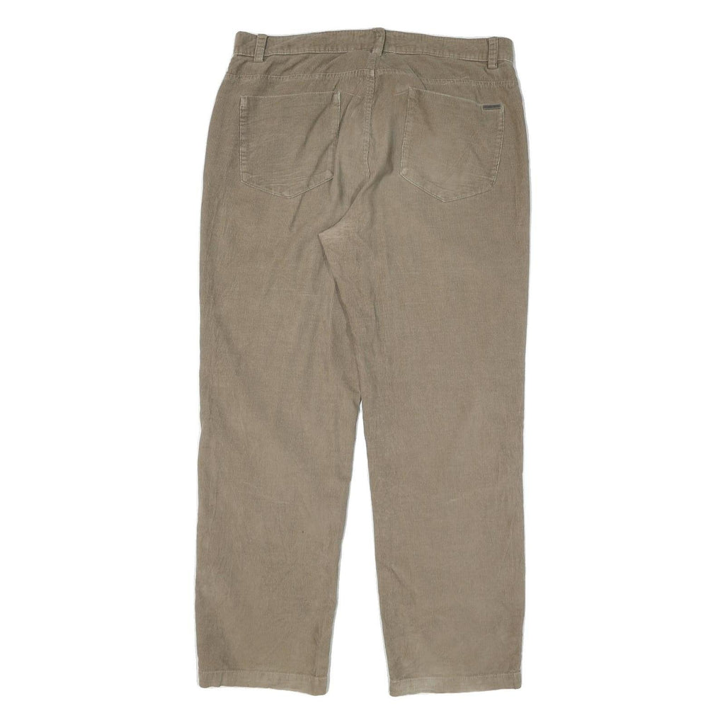 CALVIN KLEIN Mens Relaxed Beige Cotton Blend Trousers W36 L32 Casual Zip Closure