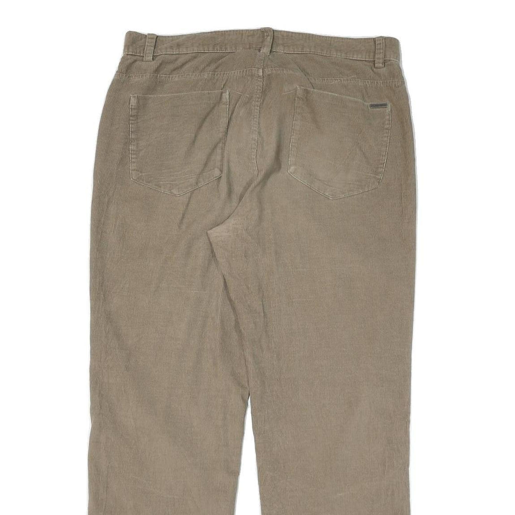 CALVIN KLEIN Mens Relaxed Beige Cotton Blend Trousers W36 L32 Casual Zip Closure