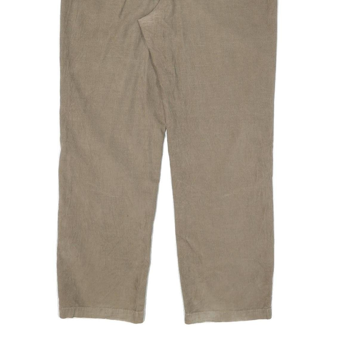 CALVIN KLEIN Mens Relaxed Beige Cotton Blend Trousers W36 L32 Casual Zip Closure