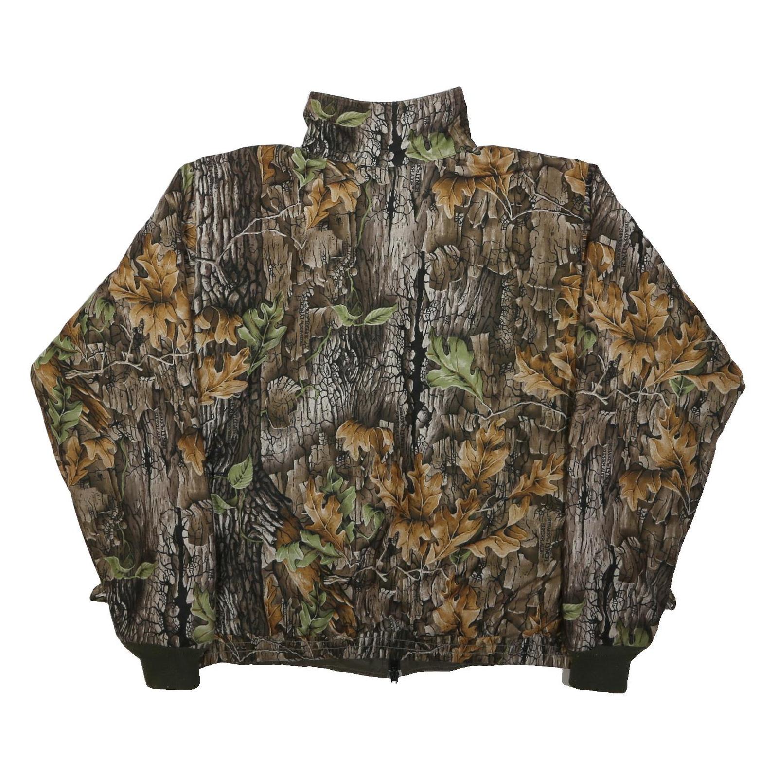 GREEN TRAIL Mens Brown & Green Camouflage Cotton Blend Zip Jacket XL
