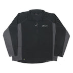 BERGHAUS Womens Black & Grey Colourblock Pullover Fleece 1/4 Zip XL Relaxed Fit