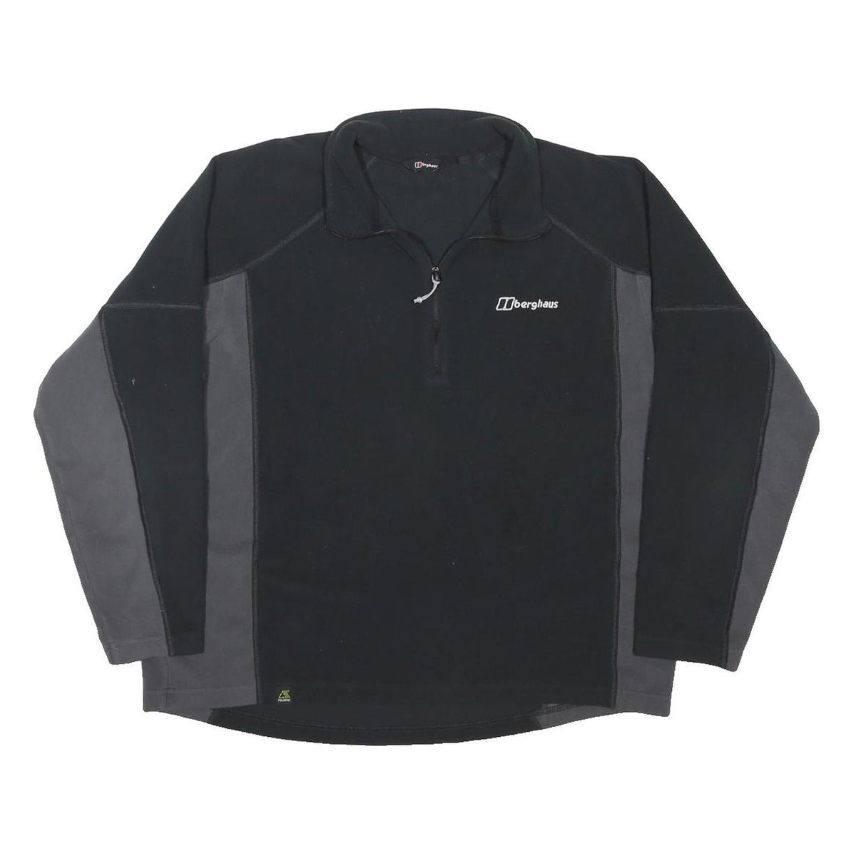 BERGHAUS Womens Black & Grey Colourblock Pullover Fleece 1/4 Zip XL Relaxed Fit