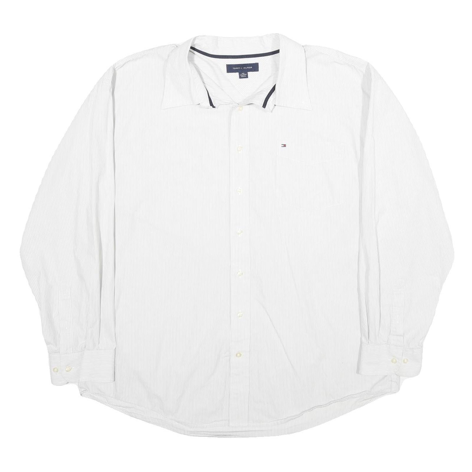 TOMMY HILFIGER Mens White Cotton Shirt 2XL Classic Long Sleeve Button Shirt