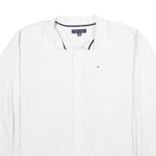 TOMMY HILFIGER Mens White Cotton Shirt 2XL Classic Long Sleeve Button Shirt
