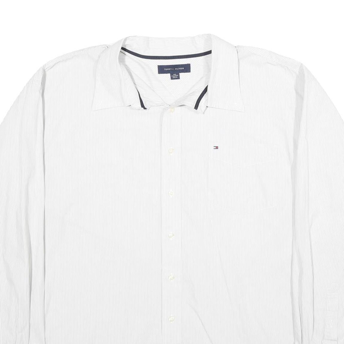 TOMMY HILFIGER Mens White Cotton Shirt 2XL Classic Long Sleeve Button Shirt