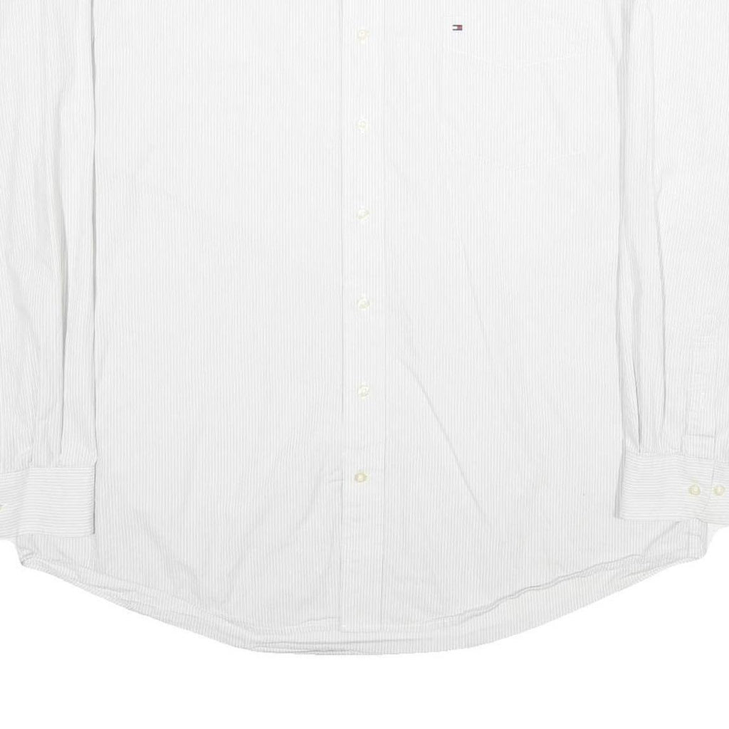 TOMMY HILFIGER Mens White Cotton Shirt 2XL Classic Long Sleeve Button Shirt