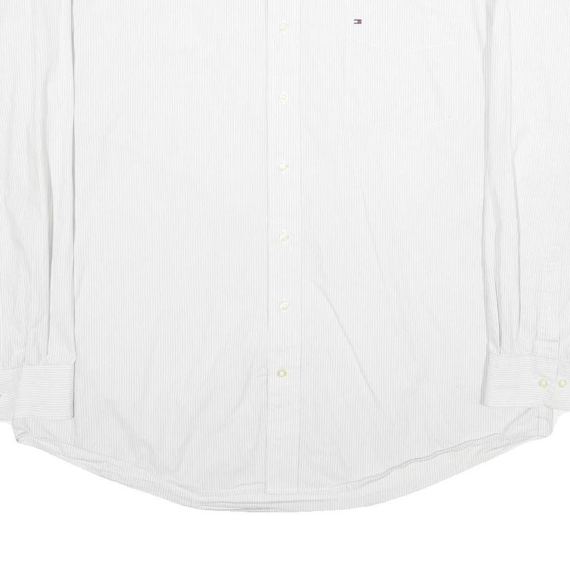 TOMMY HILFIGER Mens White Cotton Shirt 2XL Classic Long Sleeve Button Shirt