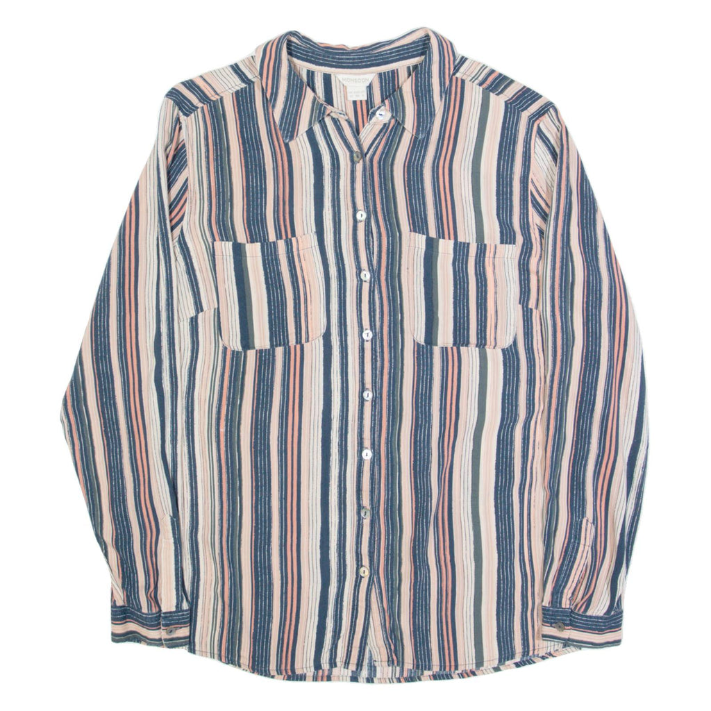 MONSOON Womens Shirt Black Striped Long Sleeve UK 10