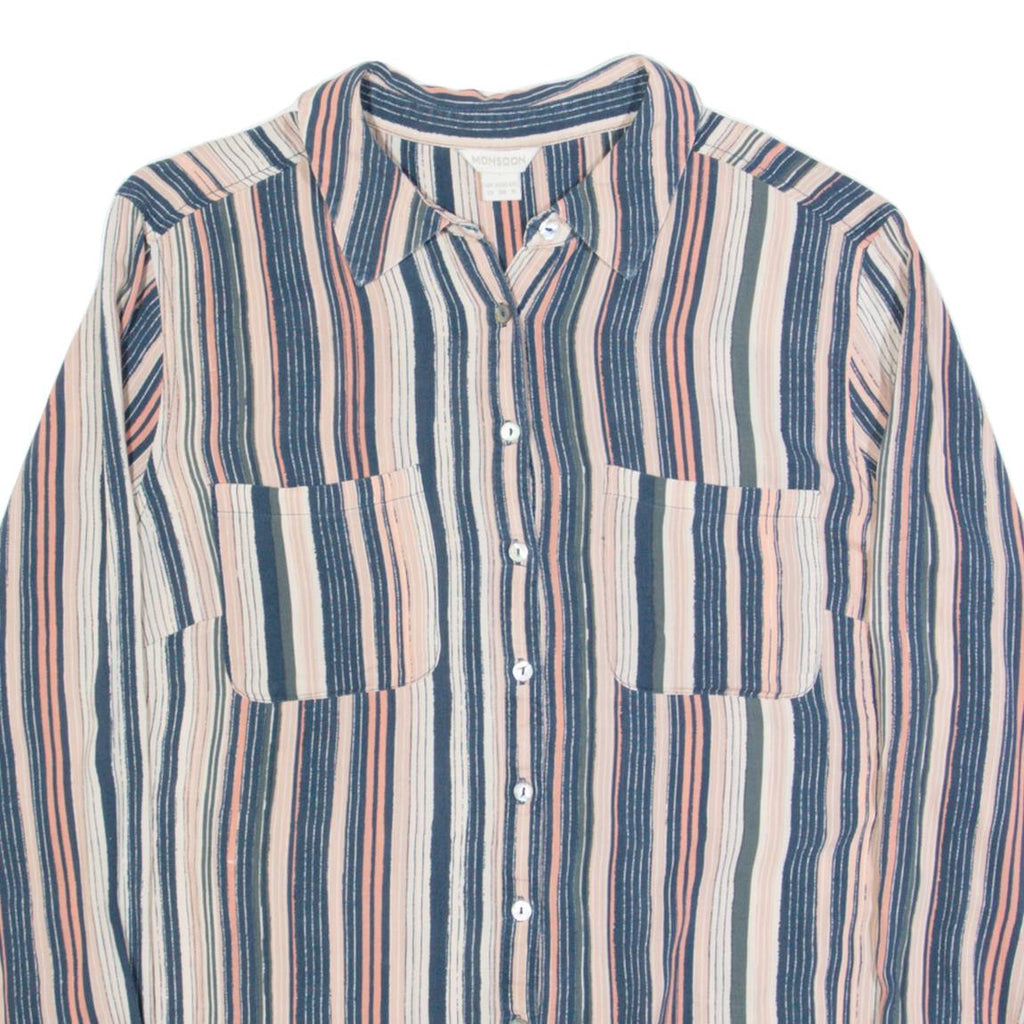 MONSOON Womens Shirt Black Striped Long Sleeve UK 10
