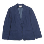 PENDLETON Womens Navy Blue Wool Blazer Jacket L Woven Classic Button Closure