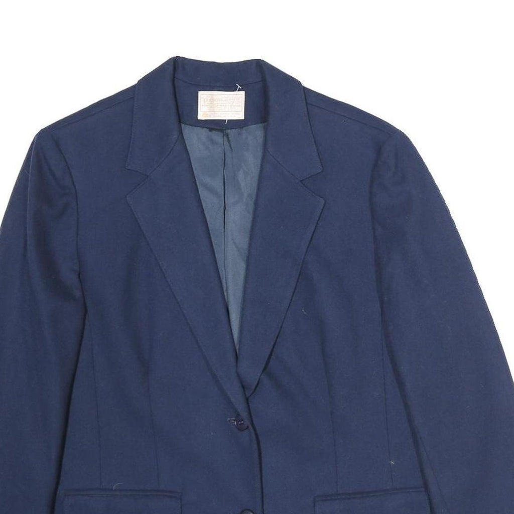 PENDLETON Womens Navy Blue Wool Blazer Jacket L Woven Classic Button Closure