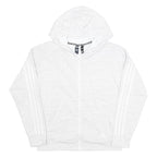 ADIDAS Womens White Pullover Hoodie S Cotton Blend Zip Up With 3 Stripe Sleeves