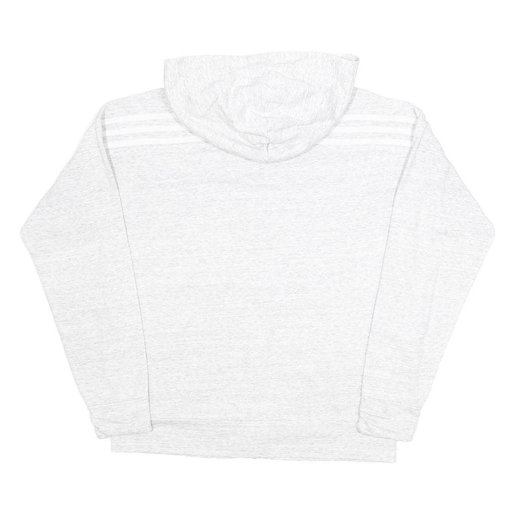 ADIDAS Womens White Pullover Hoodie S Cotton Blend Zip Up With 3 Stripe Sleeves