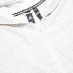 ADIDAS Womens White Pullover Hoodie S Cotton Blend Zip Up With 3 Stripe Sleeves