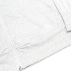 ADIDAS Womens White Pullover Hoodie S Cotton Blend Zip Up With 3 Stripe Sleeves