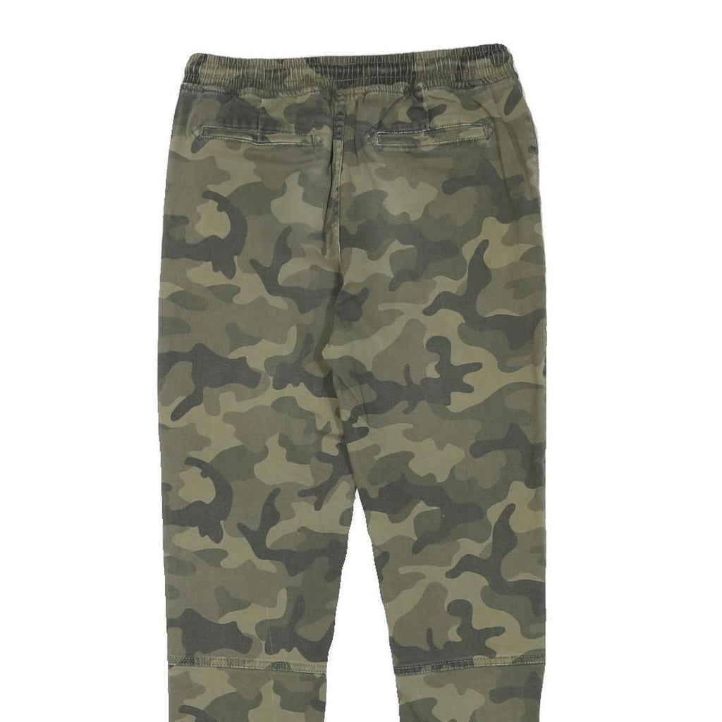 Mens Cotton Blend Slim Fit Camouflage Trousers Drawstring W27 L27 Casual