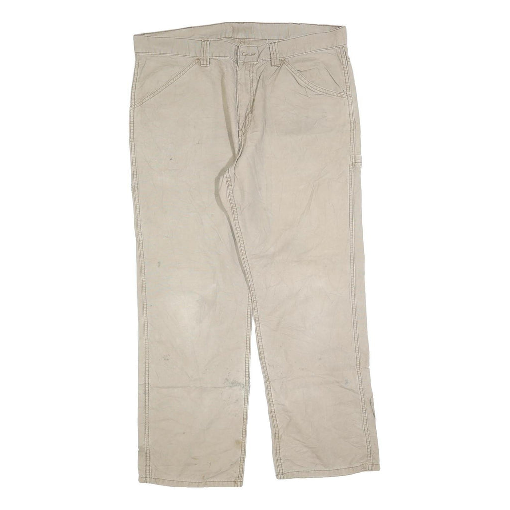 CARHARTT Mens Relaxed Jeans Beige Cotton Blend Zip W38 L32 Workwear Utility