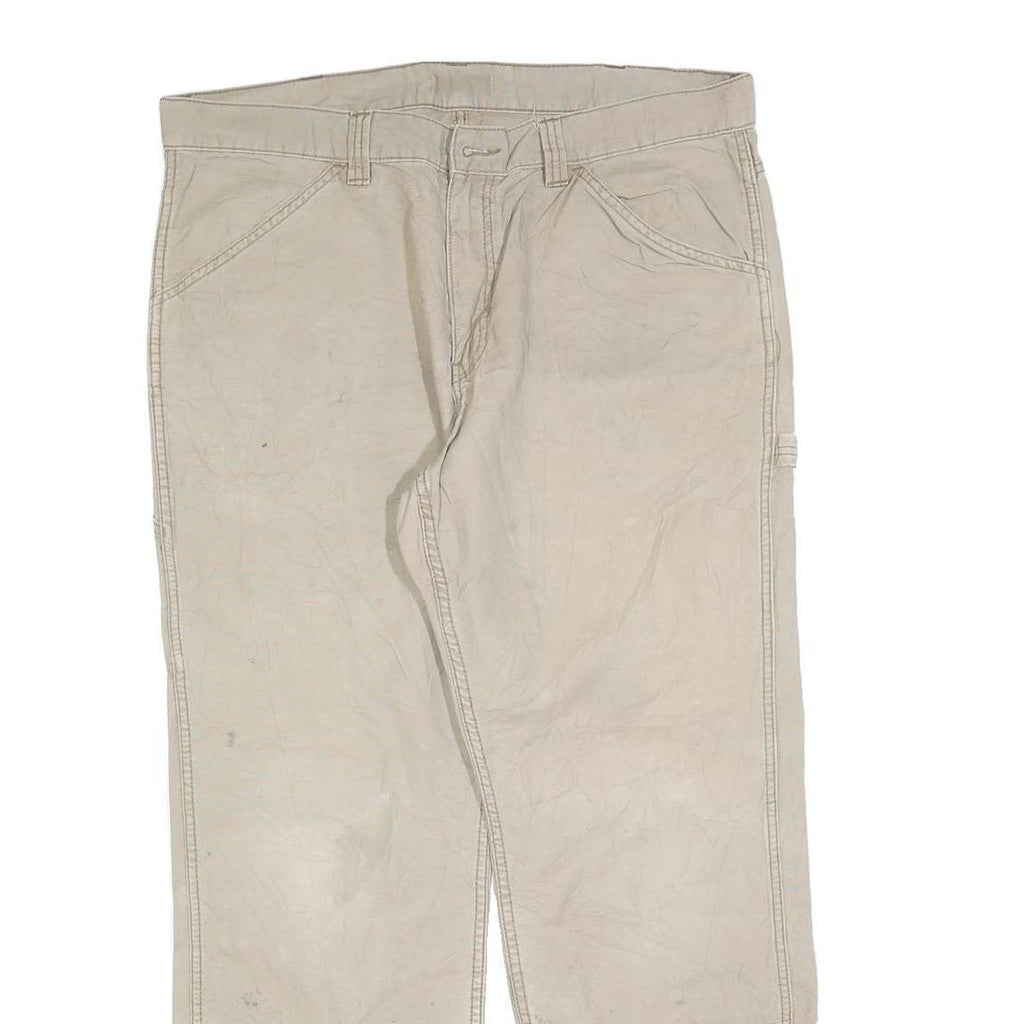 CARHARTT Mens Relaxed Jeans Beige Cotton Blend Zip W38 L32 Workwear Utility