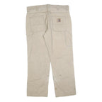 CARHARTT Mens Relaxed Jeans Beige Cotton Blend Zip W38 L32 Workwear Utility