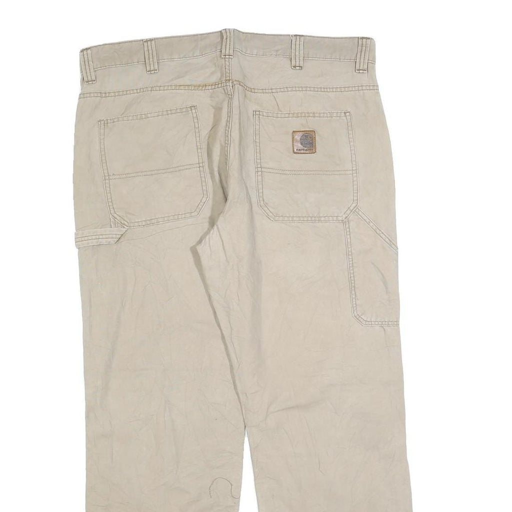 CARHARTT Mens Relaxed Jeans Beige Cotton Blend Zip W38 L32 Workwear Utility