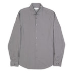 CALVIN KLEIN Mens Grey Plain Shirt S Cotton Blend Casual Button Down Long Sleeve