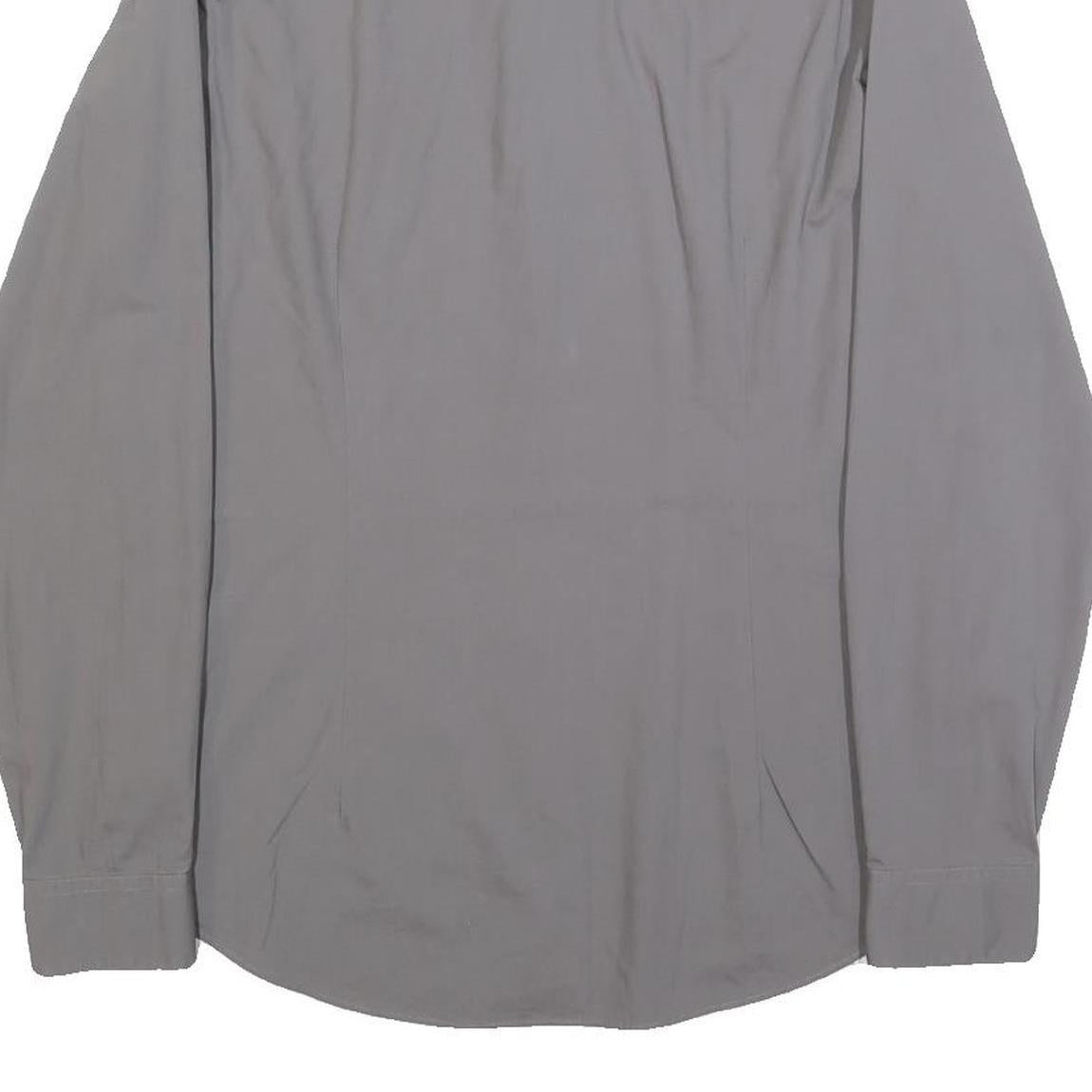 CALVIN KLEIN Mens Grey Plain Shirt S Cotton Blend Casual Button Down Long Sleeve