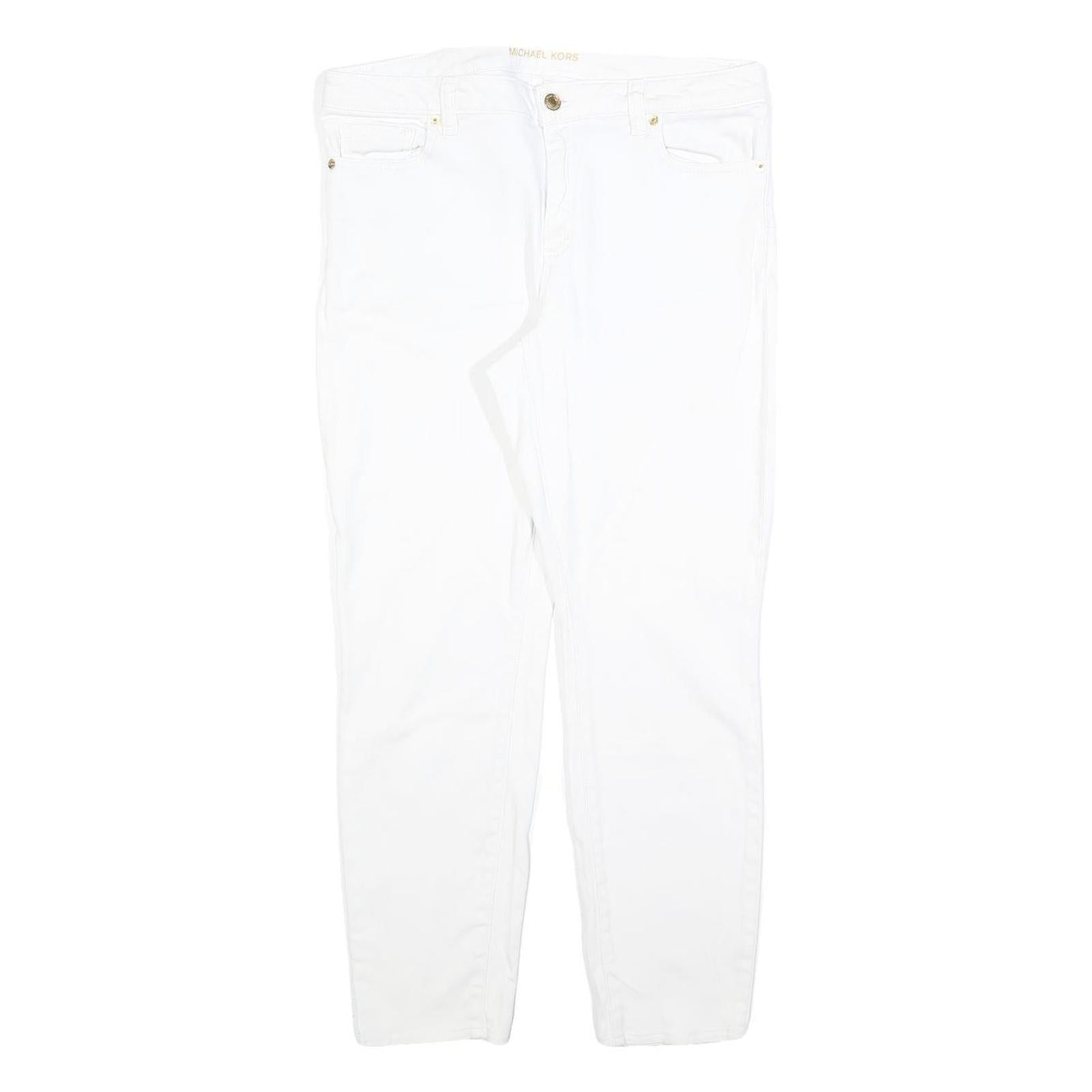 MICHAEL KORS Womens Cotton Blend White Slim Skinny Trousers W32 L28 Stylish