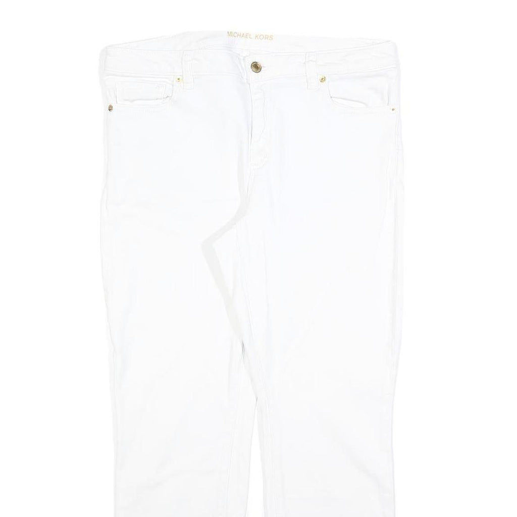 MICHAEL KORS Womens Cotton Blend White Slim Skinny Trousers W32 L28 Stylish