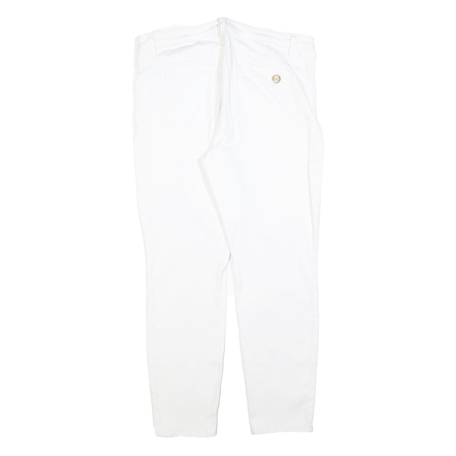 MICHAEL KORS Womens Cotton Blend White Slim Skinny Trousers W32 L28 Stylish