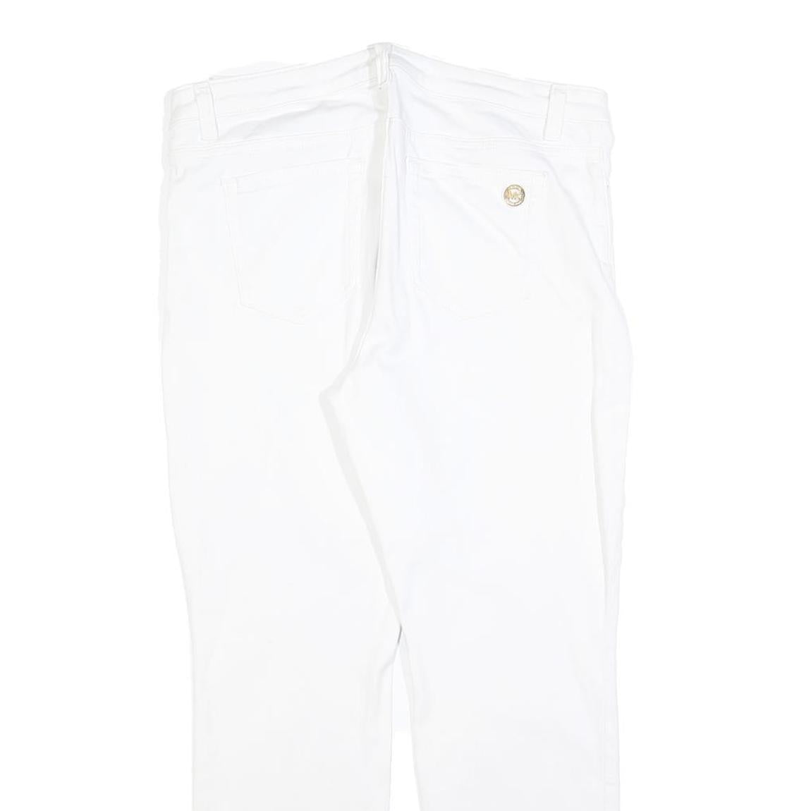 MICHAEL KORS Womens Cotton Blend White Slim Skinny Trousers W32 L28 Stylish