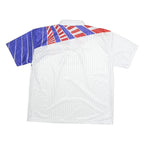 REEBOK Mens White & Red & Blue Polyester Short Sleeve Polo Shirt 2XL Sportswear