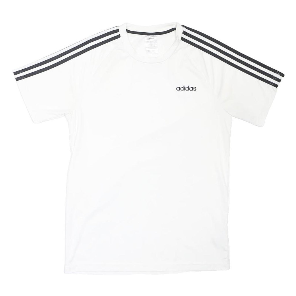 ADIDAS Mens White Black Three Stripe Classic T-Shirt M Short Sleeve Crew Neck