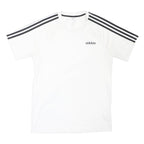ADIDAS Mens White Black Three Stripe Classic T-Shirt M Short Sleeve Crew Neck